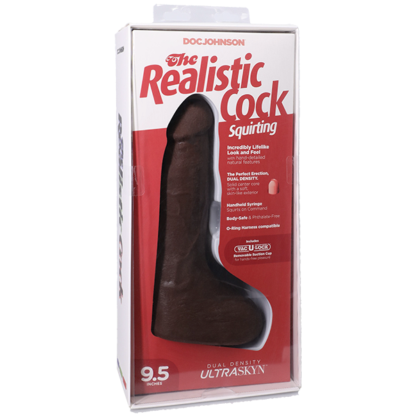 Vac-U-Lock 9.5 Inch Ultraskyn Squirting Cock With Balls - Realistic Dildos