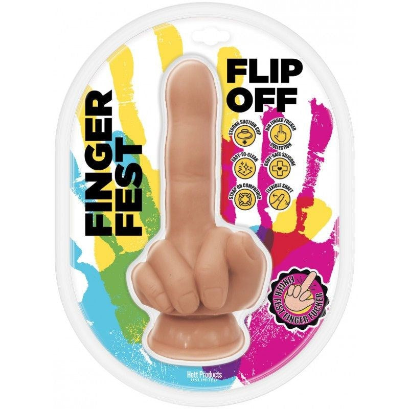 Hott Products Finger Fest Flip Off Realistic Dildo Flesh - - Realistic Dildos
