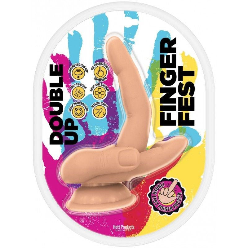 Hott Products Finger Fest Double Up Realistic Dildo Flesh - - Realistic Dildos