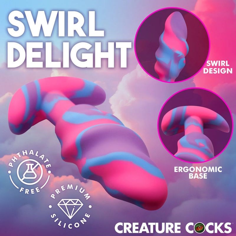 Creature Cocks Unicorn Swirl Silicone Butt Plug - - Butt Plugs
