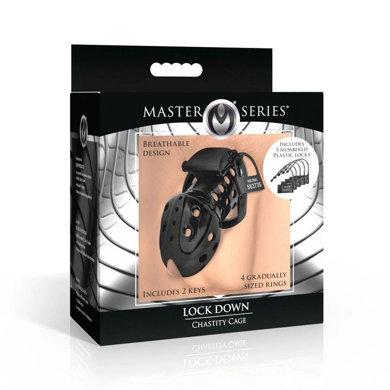 Master Series Lock Down Male Chastity Cage - - Male Chastity