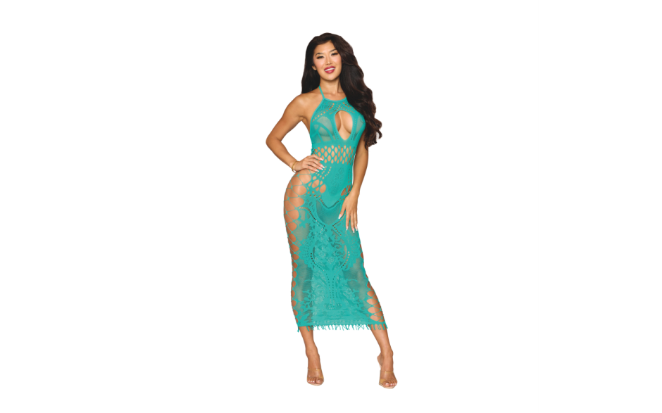 Dreamgirl Body Stocking Halter Gown Agate OS - - Kimono's and Gowns