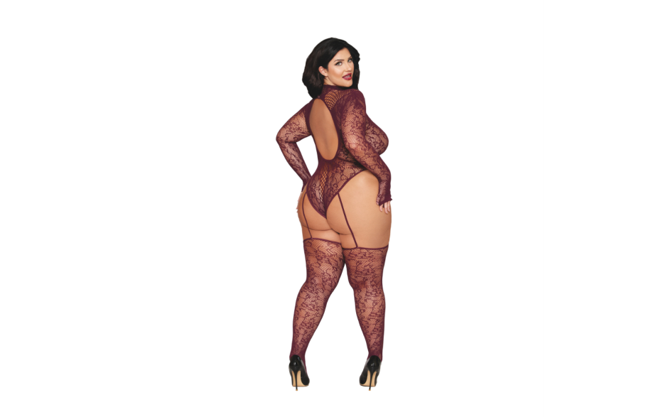 Dreamgirl Womens Teddy Body Stocking Burgundy OS - - Body Stockings
