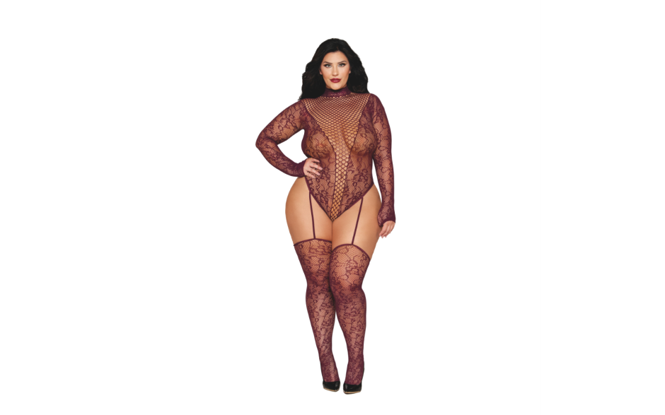 Dreamgirl Womens Teddy Body Stocking Burgundy OS - - Body Stockings
