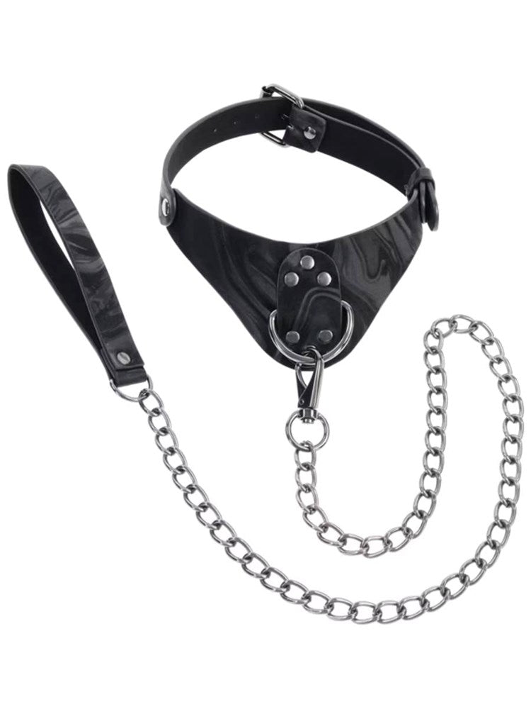 Sportsheets Velvet Noir Bondage Collar and Leash - Collars and Leads
