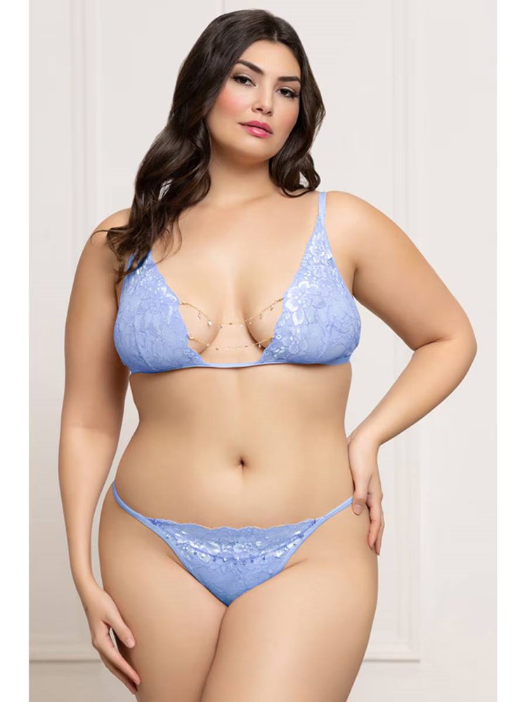 Seven 'til Midnight Two Piece Bra Set Periwinkle OSX - - Bras and Bra Sets