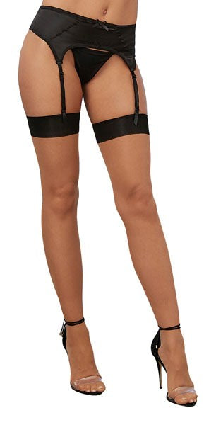 Dream Girl Cuban Heel Thigh High Nude/Black - - Fishnet and Thigh Highs