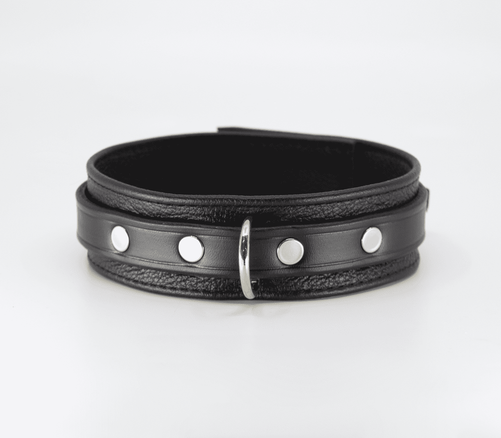 Love In Leather Flat & Grained Italian Leather Collar - Default Title - Collars and Leads