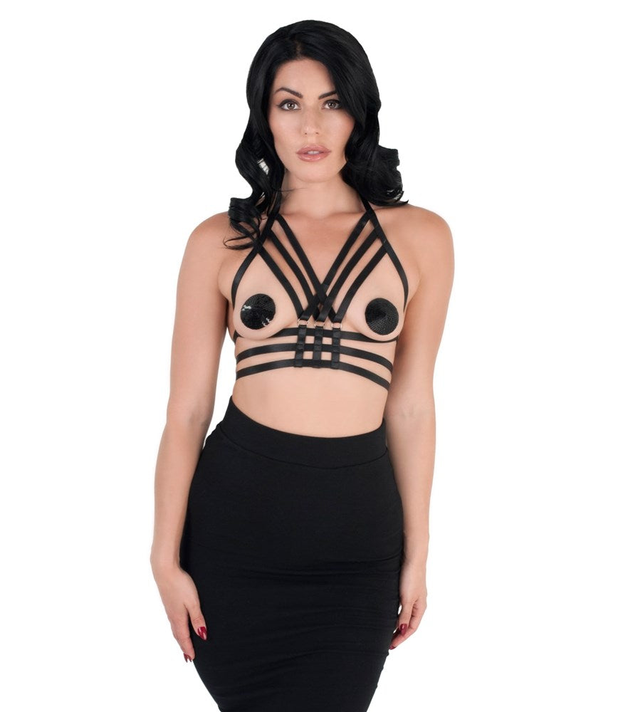 Love In Leather Fetish Play Elastic Harness Top - Default Title - Her Fetish