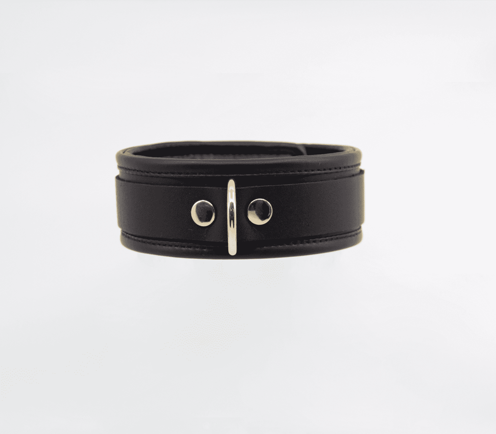 Love In Leather Fetish Collar with Coloured Hardware - Gold - Collars and Leads