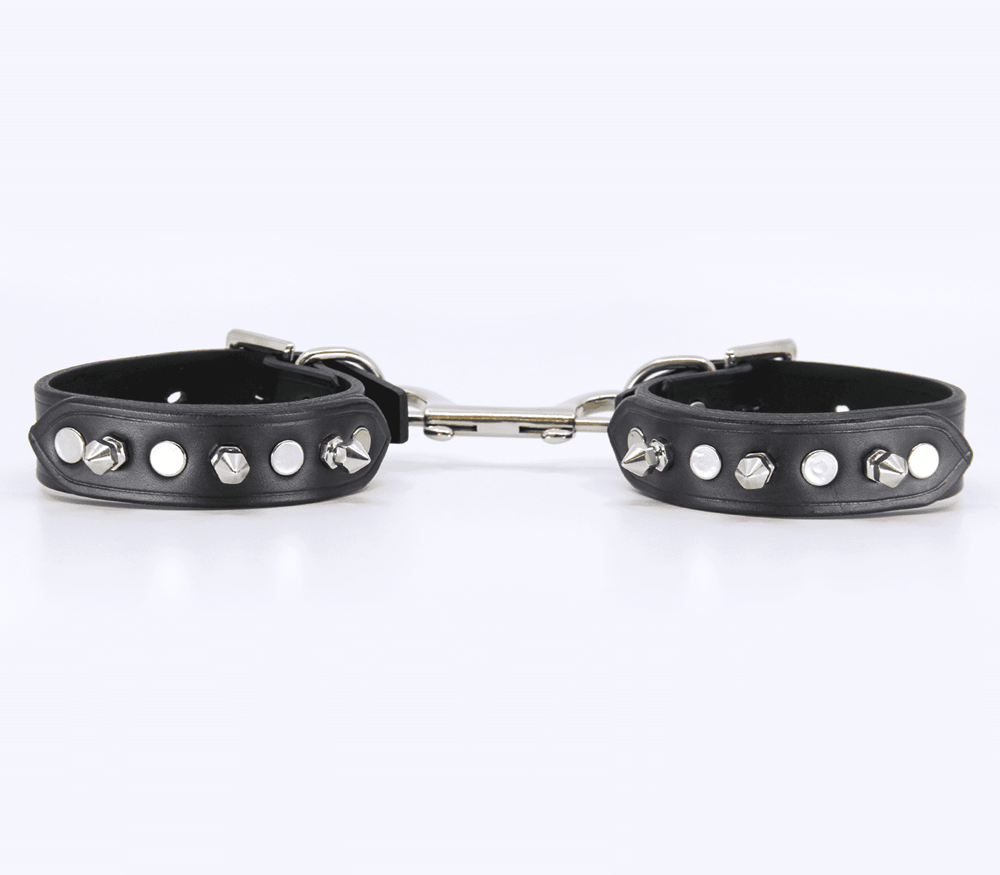 Love In Leather Spiked Leather Bondage Wrist Cuffs - Default Title - Cuffs And Restraints