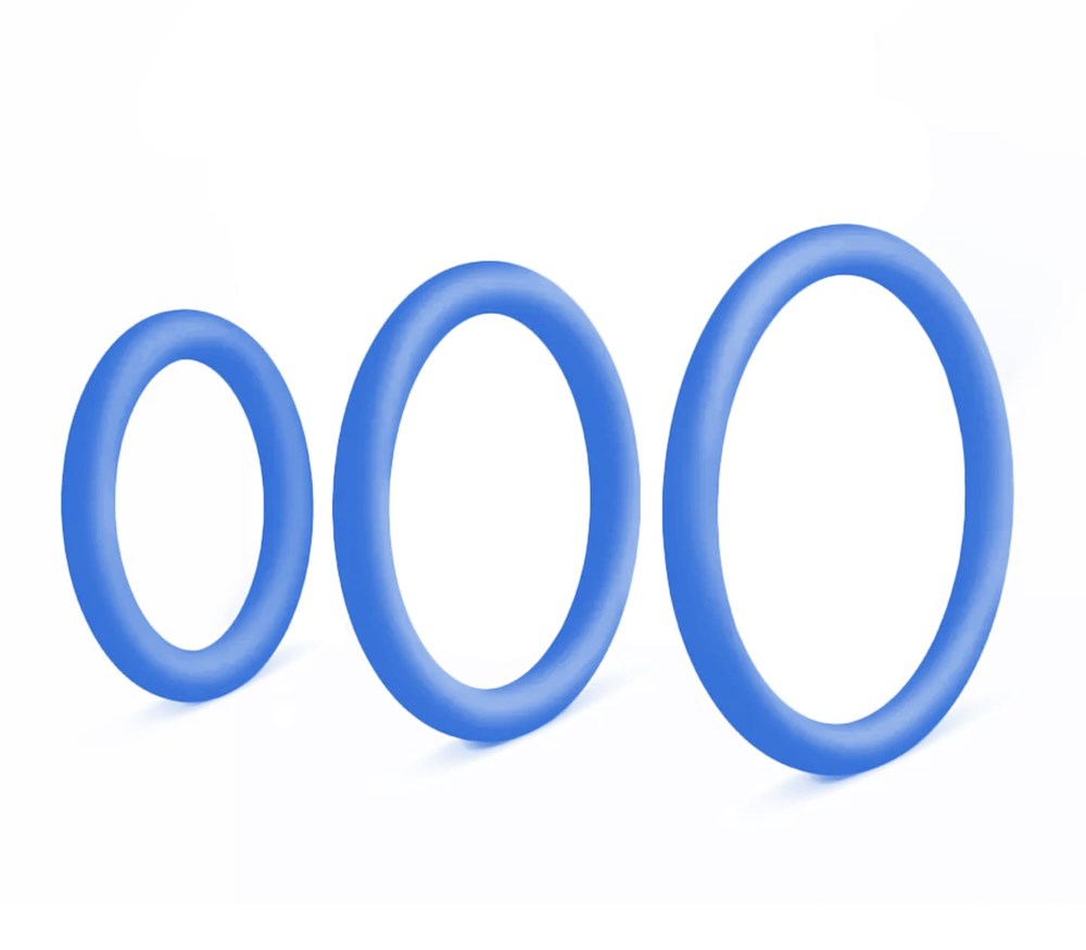 Love In Leather 3 Pack Mens Silicone Cock Ring Set - Blue - Cock Ring Sets