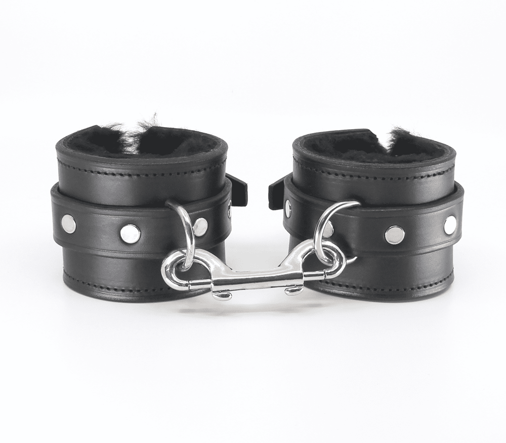Love In Leather Sheepskin Lined Bondage Wrist Cuffs - Default Title - Cuffs And Restraints