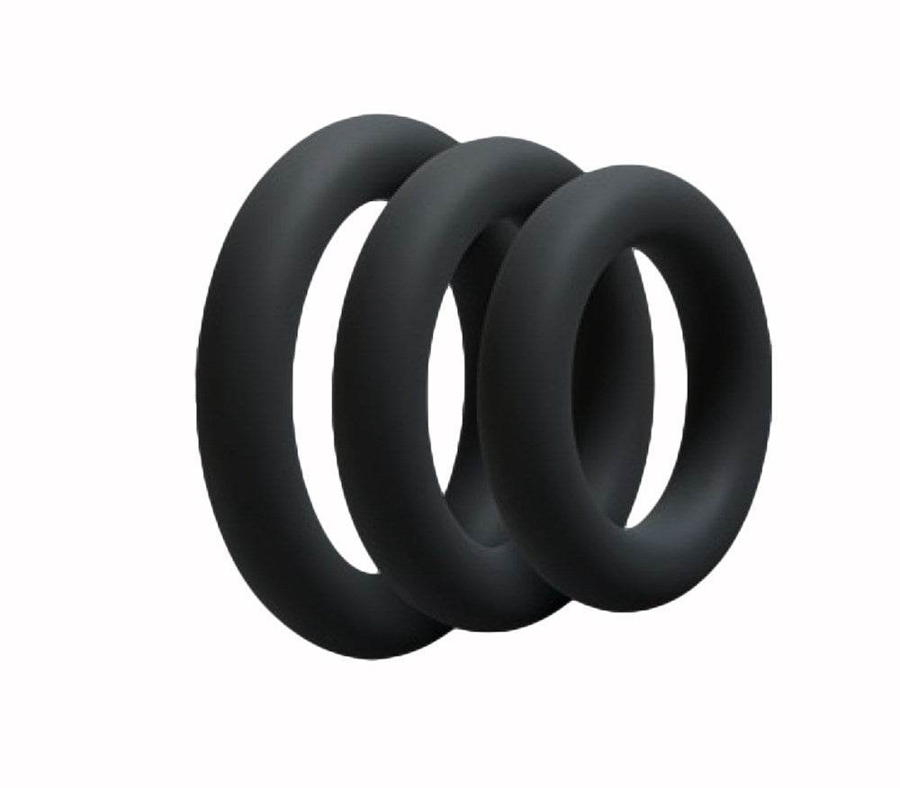 Love In Leather 3 Piece Fat Boy Stretchy Cock Rings - Black - Stretchy Cock Rings