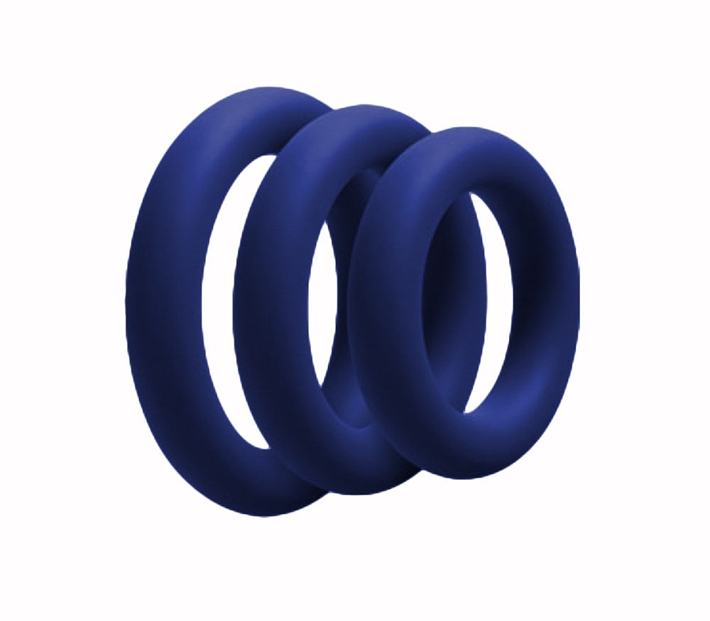 Love In Leather 3 Piece Fat Boy Stretchy Cock Rings - Navy - Stretchy Cock Rings