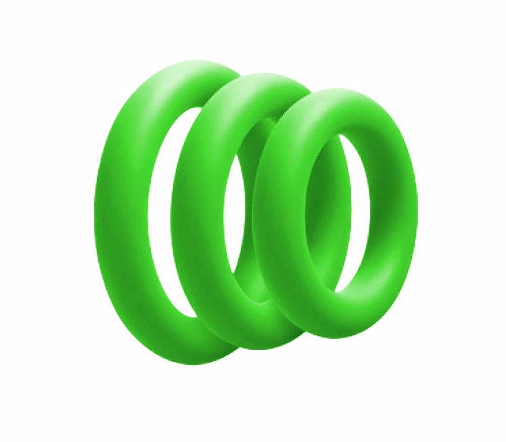 Love In Leather 3 Piece Fat Boy Stretchy Cock Rings - Green - Stretchy Cock Rings