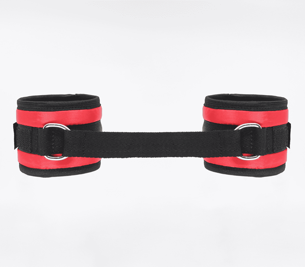 Love In Leather Bright and Soft Satin Wrist Cuffs - Red - Cuffs And Restraints