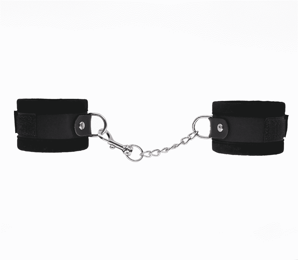 Love In Leather Lightly Padded Velveteen Hand Cuffs - - Cuffs And Restraints