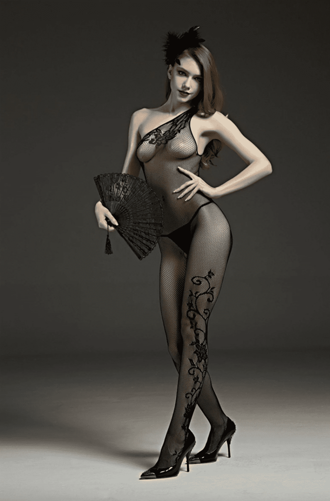 Rimes Crotchless One Shoulder Womens Bodystocking - - Her Fetish