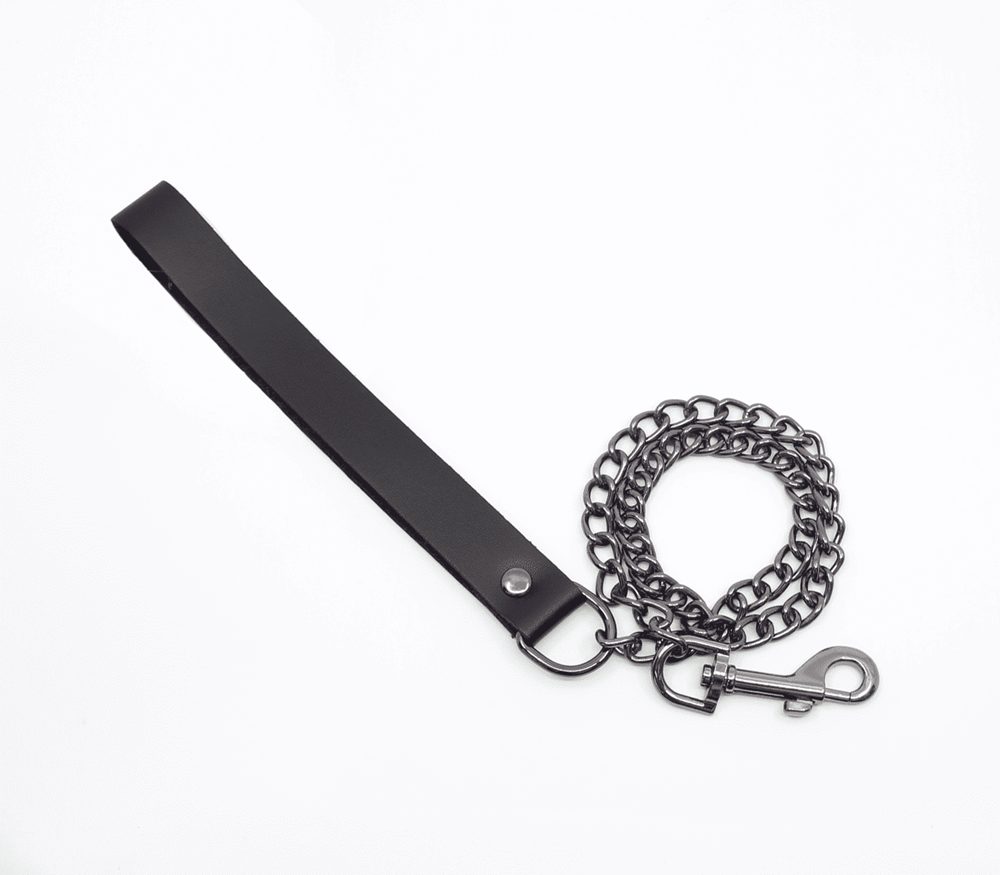 Love In Leather BDSM Chain Lead With Coloured Hardware - Collars and Leads