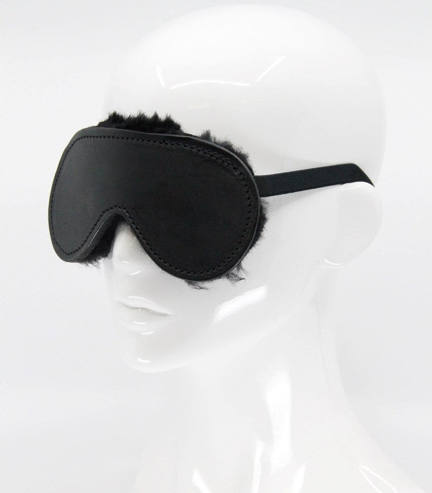 Love In Leather Sheepskin Lined Bondage Blindfold - - Masks And Blindfolds