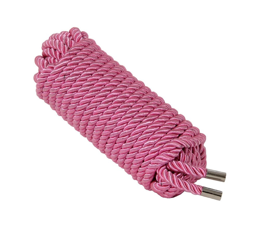 Love In Leather Silky Bondage Play Rope 10m - Pink - Cuffs And Restraints