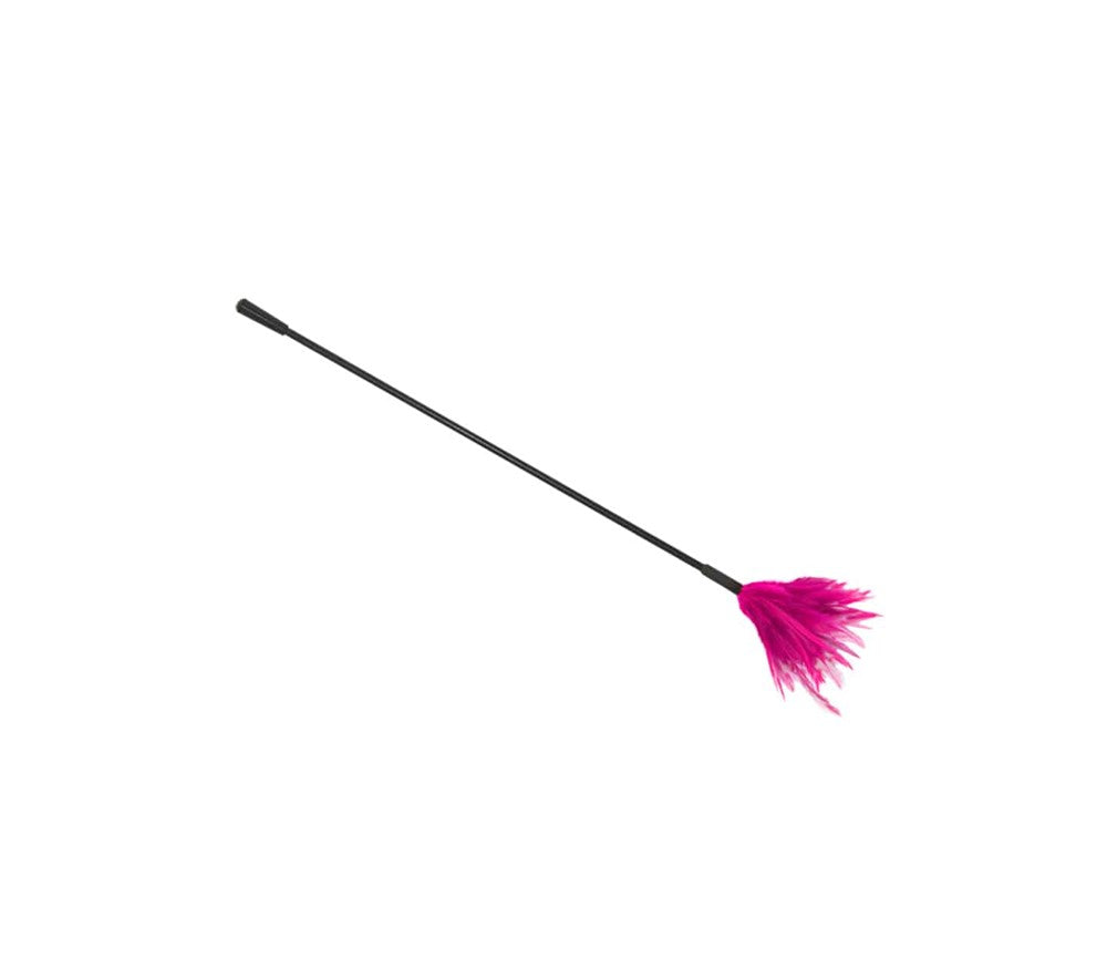 Love In Leather BDSM Crop With Feather Tickler - Pink - Whips And Crops