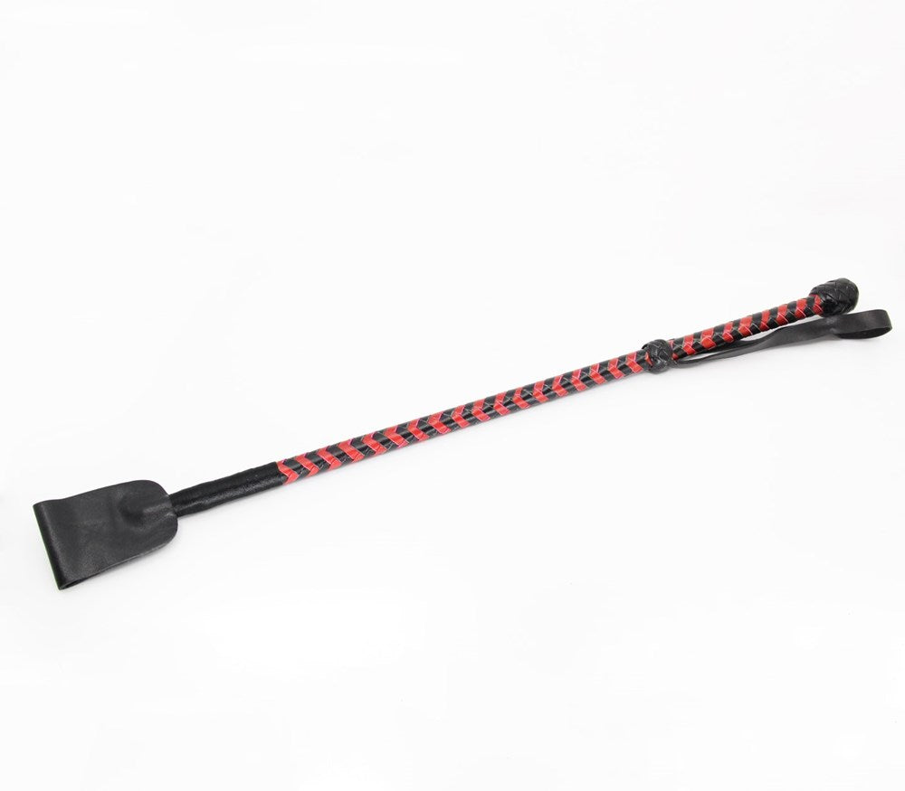 Love In Leather BDSM Riding Crop With Wide Tab - Red - Whips And Crops