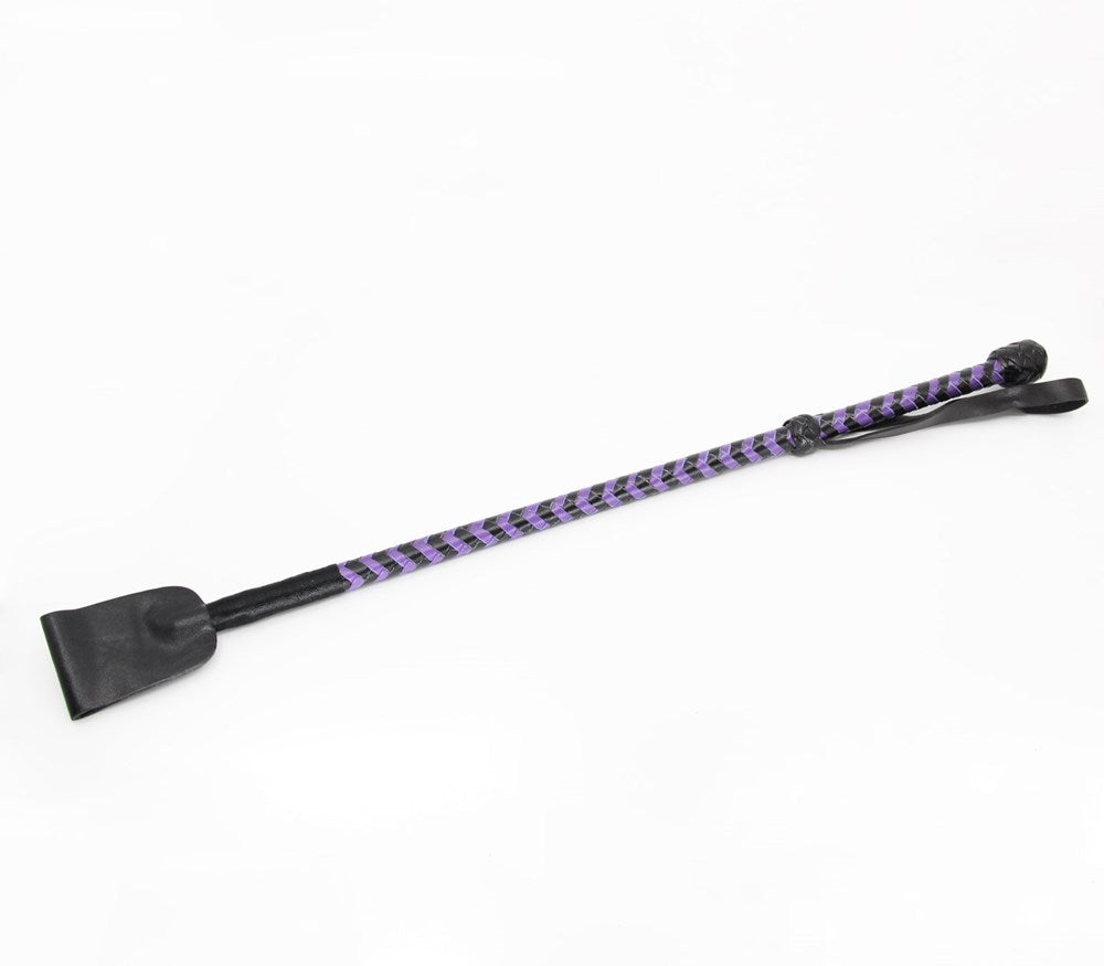 Love In Leather BDSM Riding Crop With Wide Tab - Purple - Whips And Crops