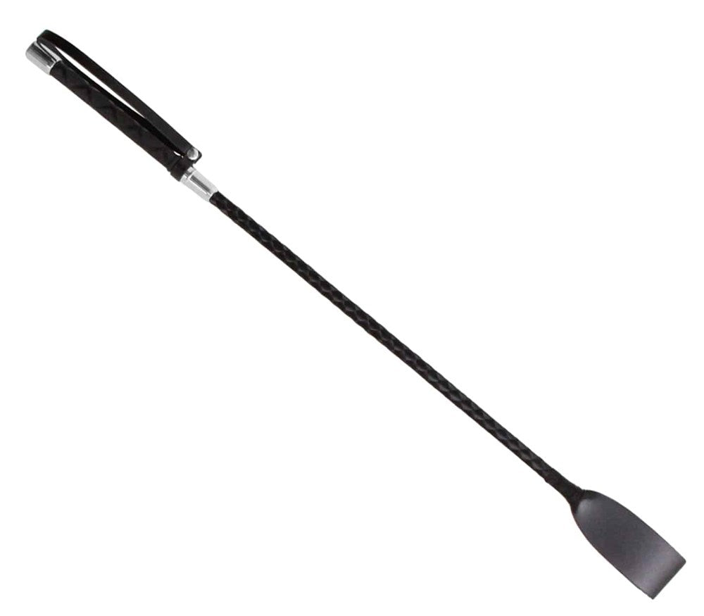 Love In Leather Braided Satin BDSM Play Crop - Silver - Whips And Crops