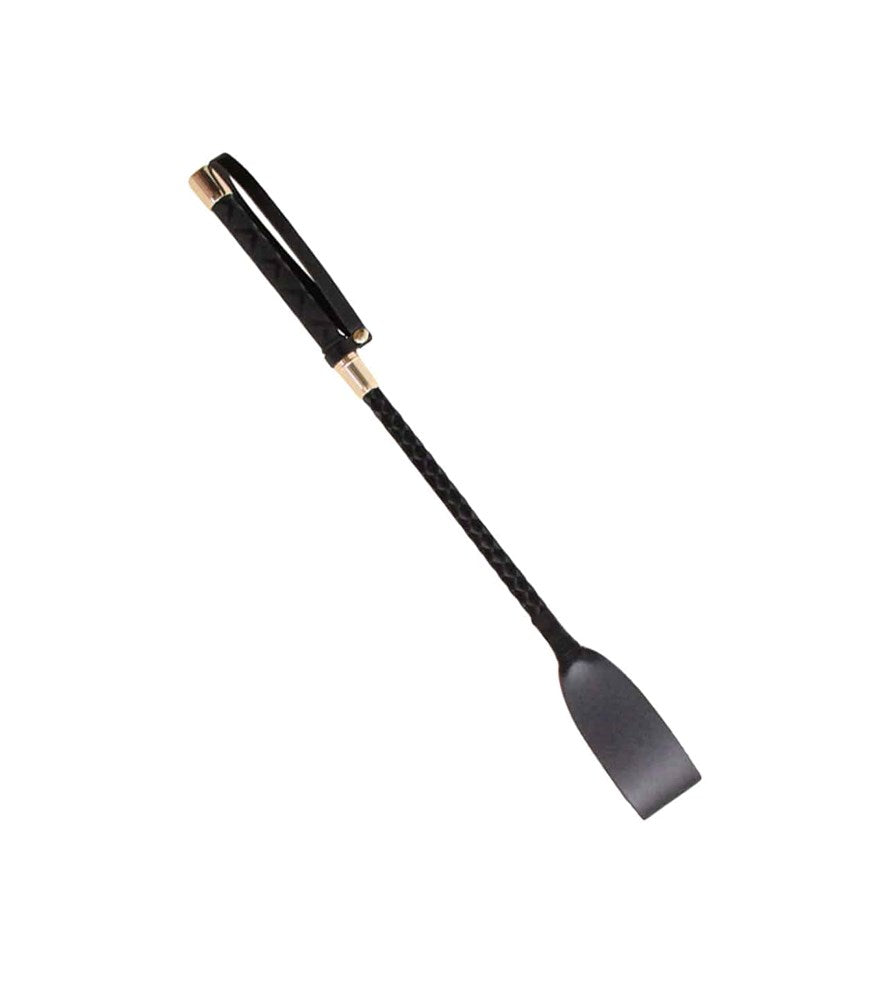 Love In Leather Short Braided Bondage Satin Crop - Gold - Whips And Crops