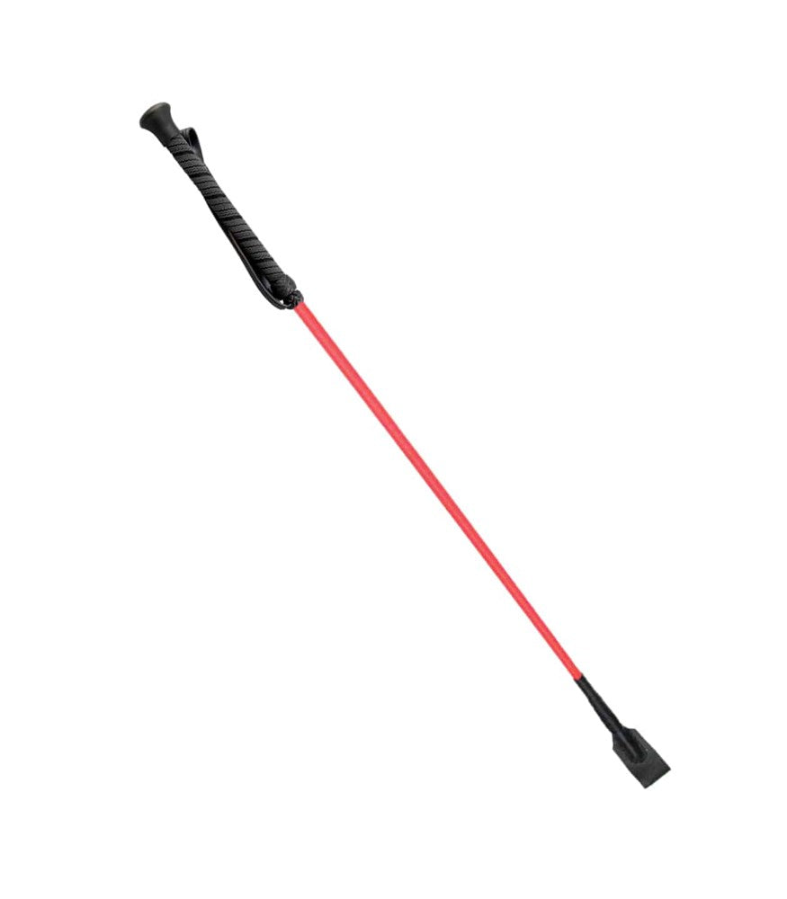 Love In Leather Riding Crop With Rubber Handle - Red - Whips And Crops