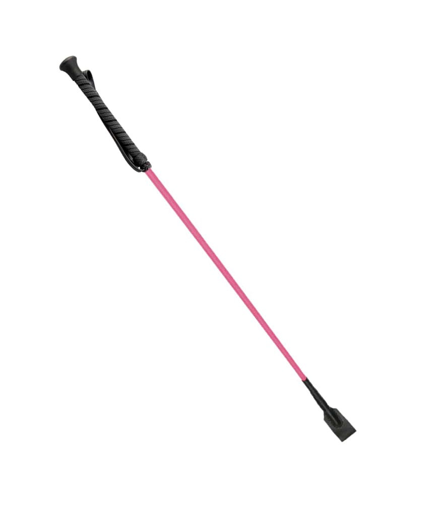 Love In Leather Riding Crop With Rubber Handle - Pink - Whips And Crops