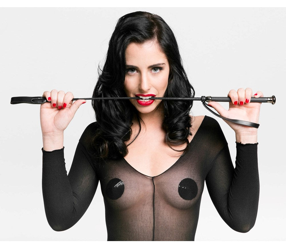 Love In Leather Riding Crop with Coloured Metal Ferrule - - Whips And Crops