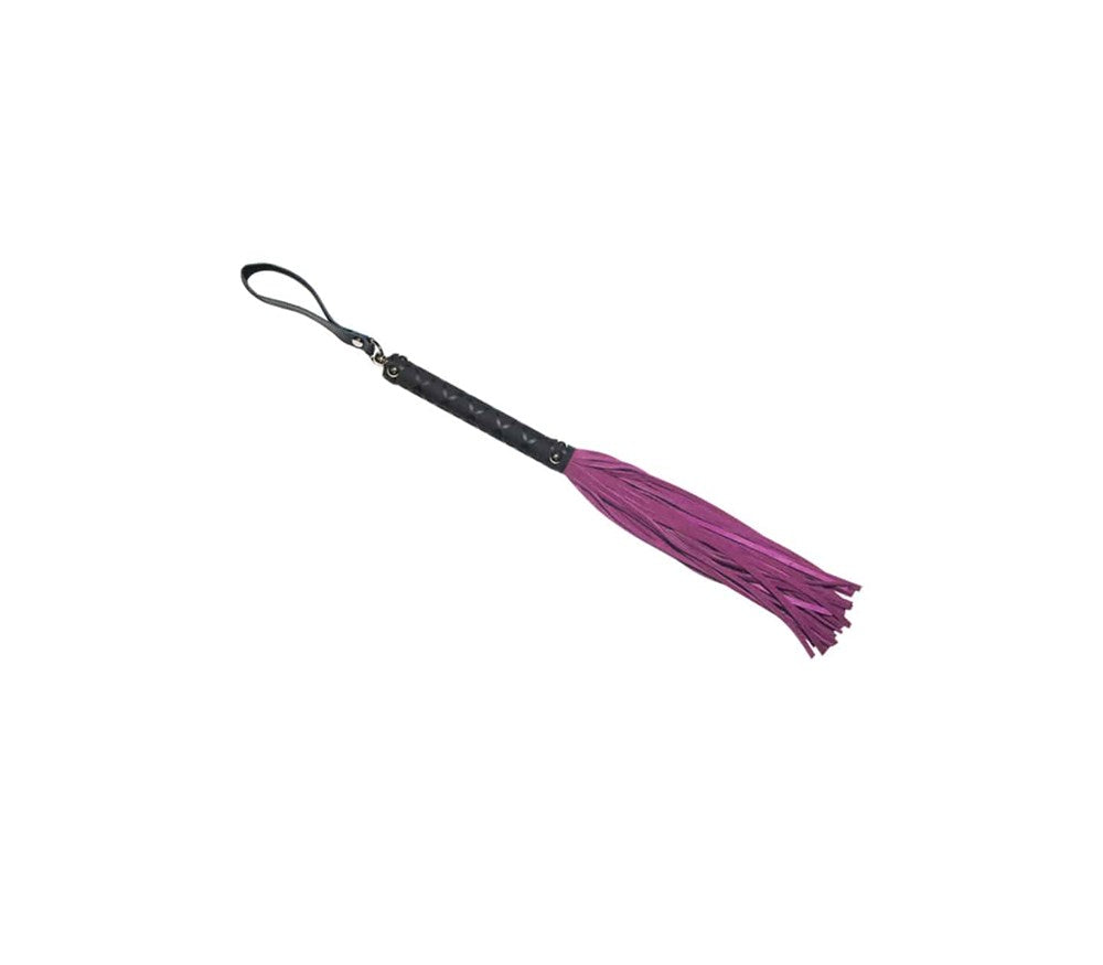 Love In Leather BDSM Flogger with Latex Detail Handle - Pink - Whips And Crops