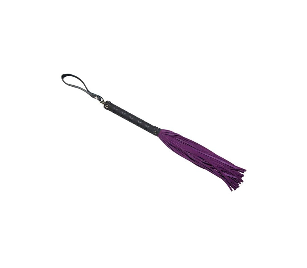 Love In Leather BDSM Flogger with Latex Detail Handle - Whips And Crops