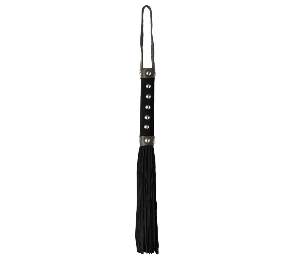 Love In Leather Studded Suede BDSM Play Flogger - Black - Whips And Crops