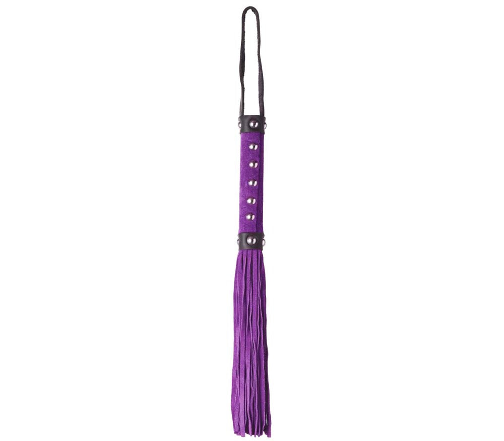 Love In Leather Studded Suede BDSM Play Flogger - Purple - Whips And Crops