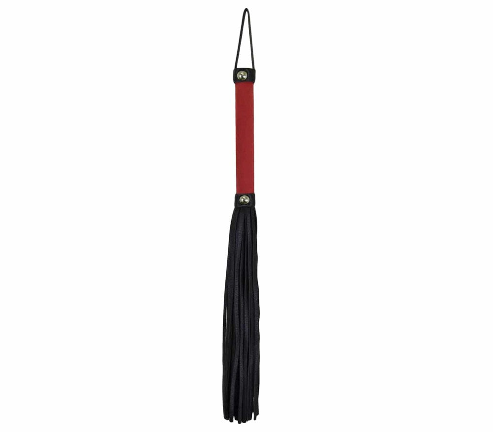 Love In Leather Soft Velveteen Handle BDSM Flogger - Red - Whips And Crops