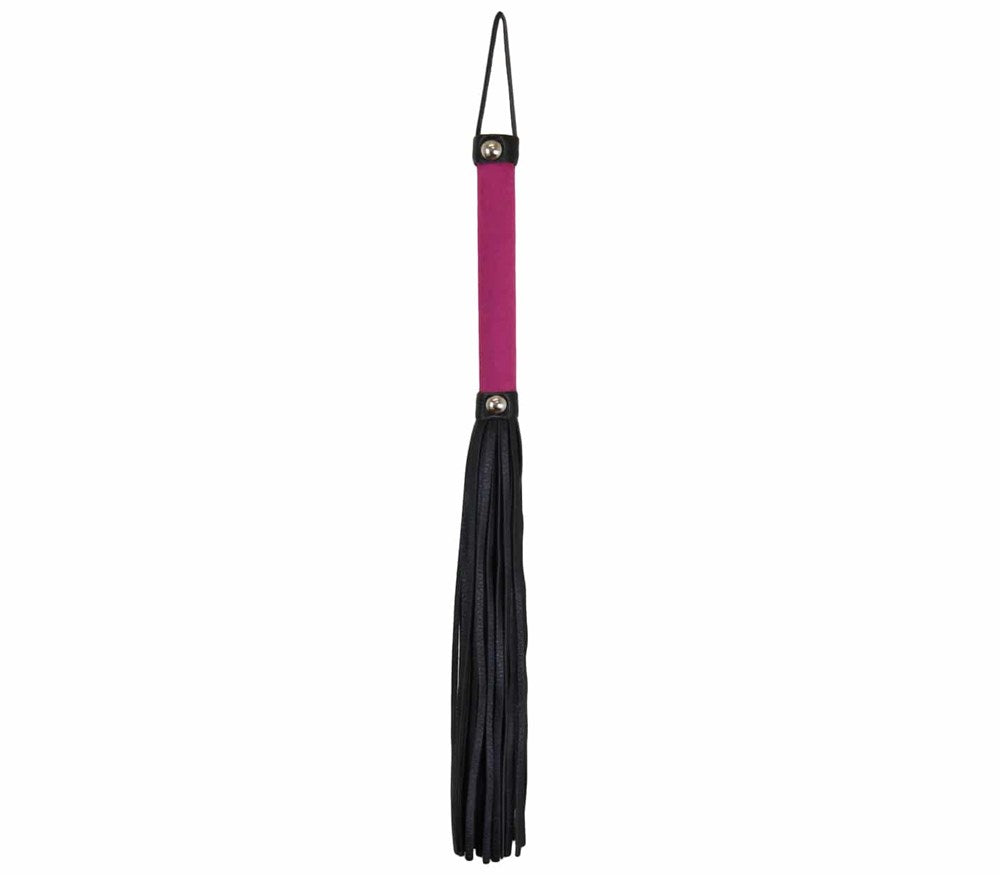 Love In Leather Soft Velveteen Handle BDSM Flogger - Pink - Whips And Crops