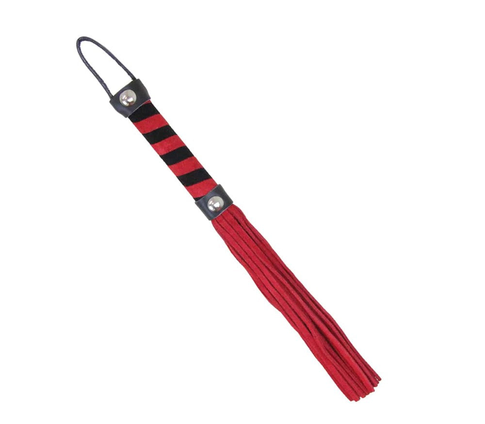 Love In Leather Candy Striped Willy Bondage Whip - Red - Whips And Crops