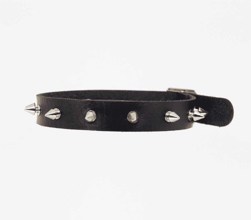 Love In Leather Spiked Faux Leather BDSM Choker - - Collars and Leads