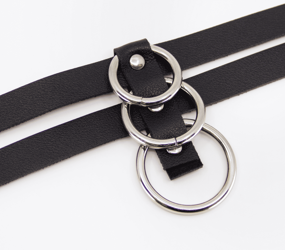 Love In Leather Double Strap Faux Leather Choker - - Collars and Leads