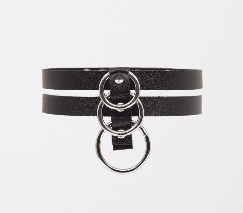 Love In Leather Double Strap Faux Leather Choker - - Collars and Leads