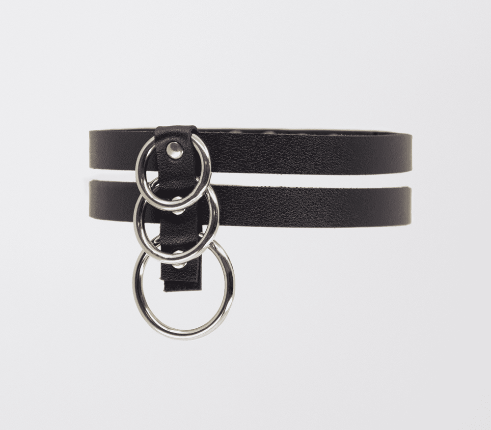 Love In Leather Double Strap Faux Leather Choker - Default Title - Collars and Leads