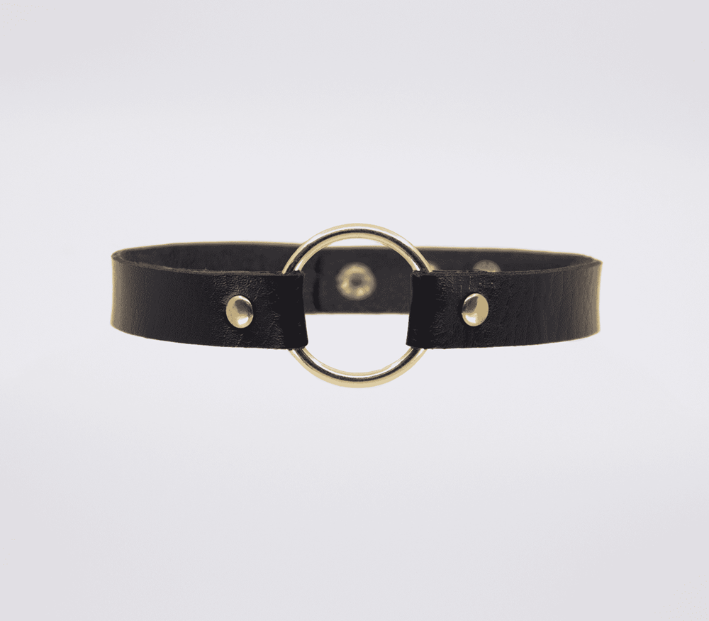 Love In Leather O-Ring Faux Leather BDSM Choker - - Collars and Leads