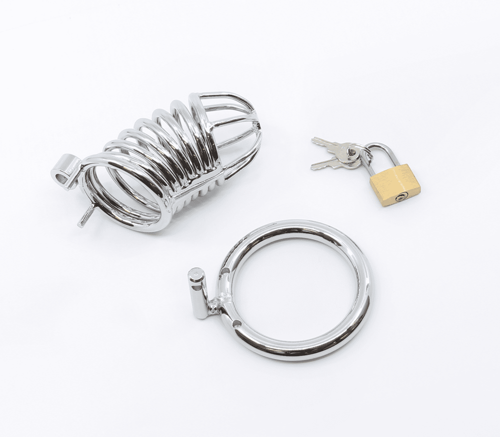 Love In Leather Chrome Male Chastity Cock Cage - - Male Chastity