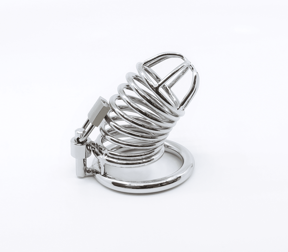 Love In Leather Chrome Male Chastity Cock Cage - 45mm - Male Chastity