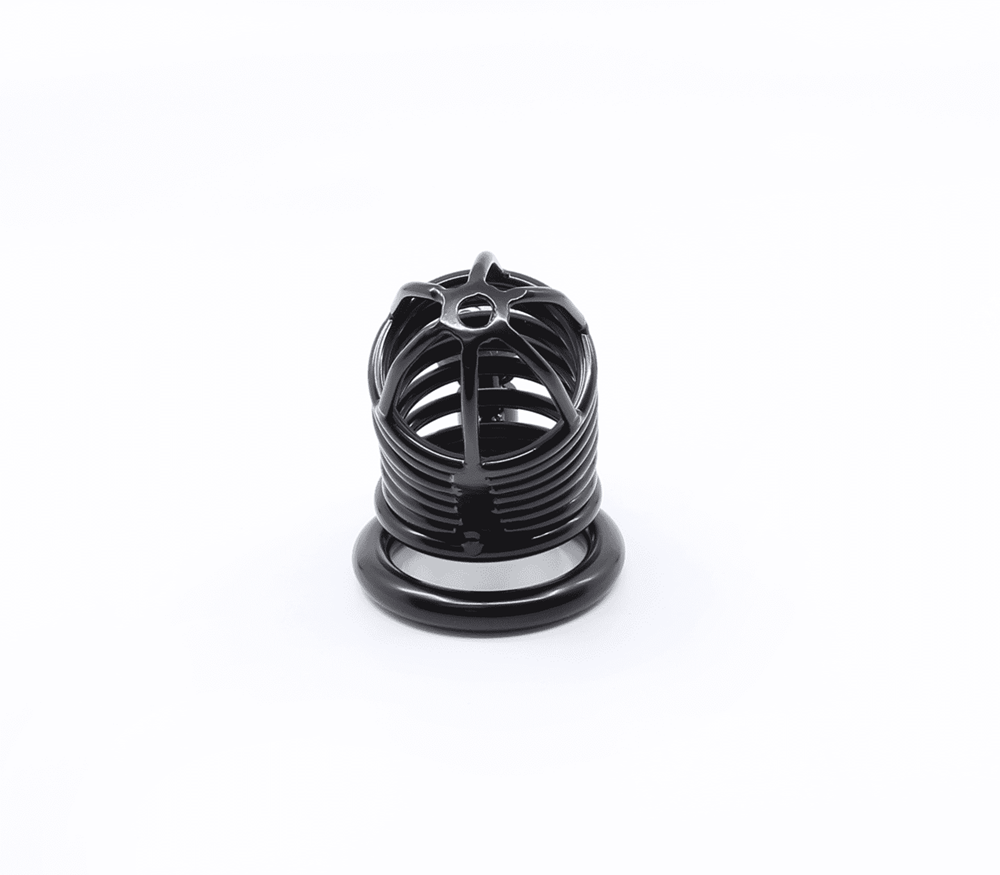 Love In Leather Matte Black Male Chastity Cage - - Male Chastity