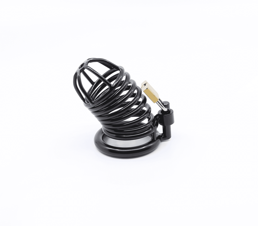 Love In Leather Matte Black Male Chastity Cage - 40mm - Male Chastity